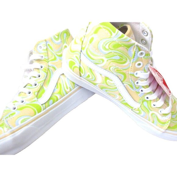 Vans Women's Sk8-Hi Tapered Swirl Lime Green Cream Canvas Shoes Size 9.5 NIB - Picture 4 of 5